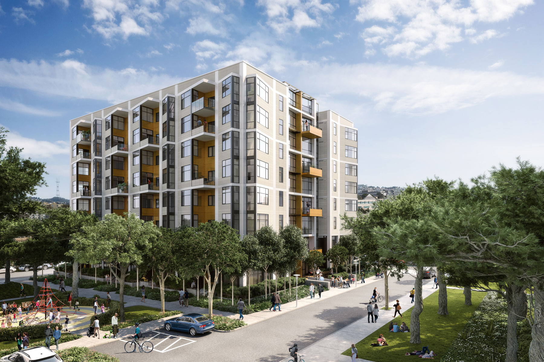The Parkmerced Revitalization Plan is part of a widespread effort to increase the number of housing units in San Francisco; 300 Arballo’s 89 apartments is the first wave of a new development that will eventually add more than 5,000 residences over a period of 20 to 30 years.