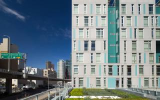 Rene Cazenave Apartments in San Francisco is a model of sustainability for affordable housing, providing permanent residences for formerly homeless individuals in the Transbay Redevelopment Area.
